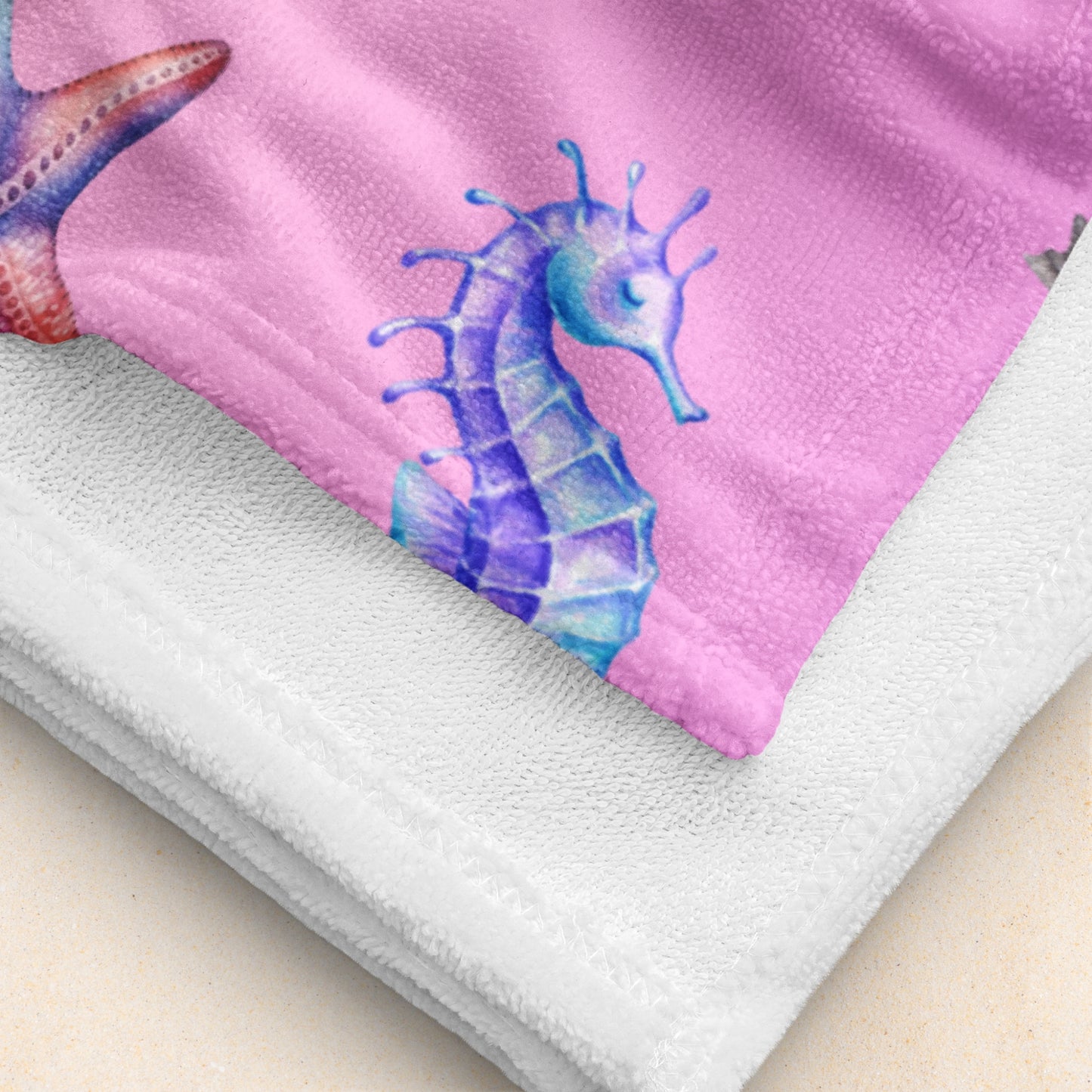 Coastal Comfort Towel: Pelagic Pals in Pastel Drift