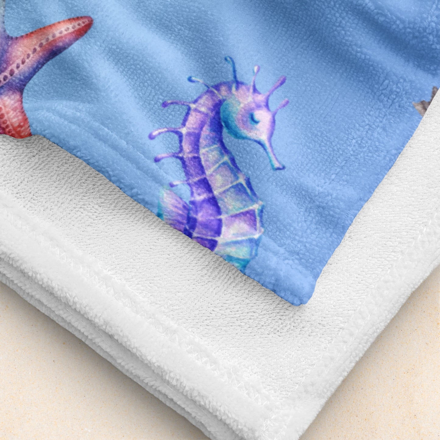Coastal Comfort Towel: Pelagic Pals in Mermaid Fade