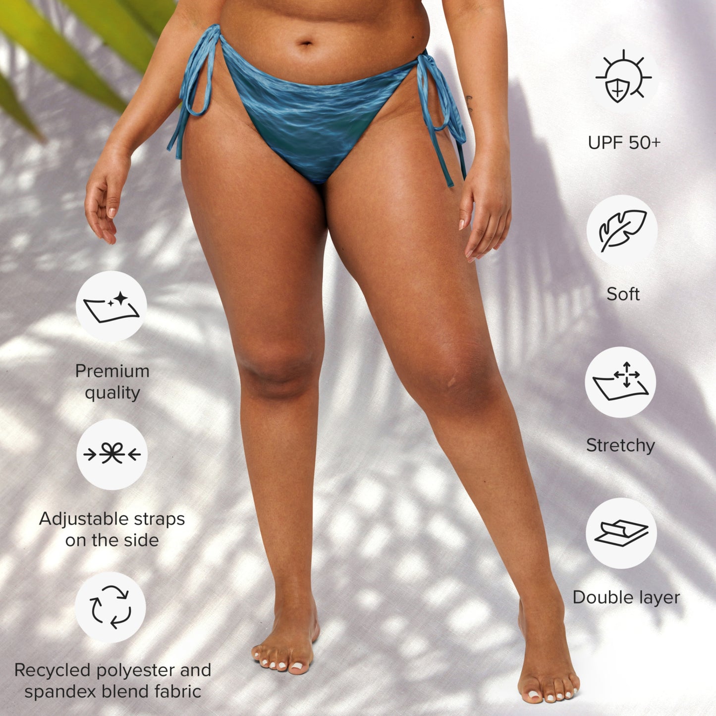 Recycled String Bikini Bottom: Texture of the Tide