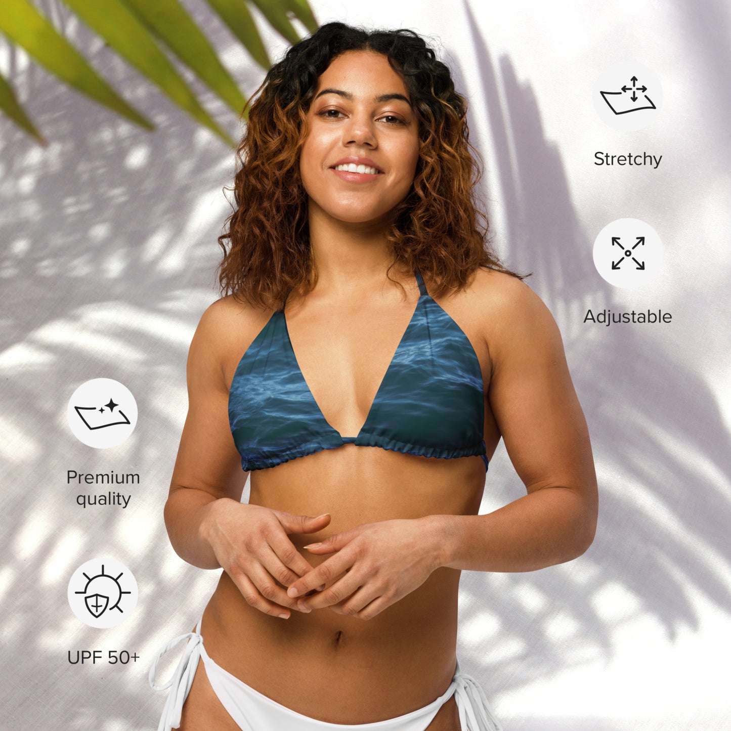 Recycled String Bikini Top: Texture of the Tide