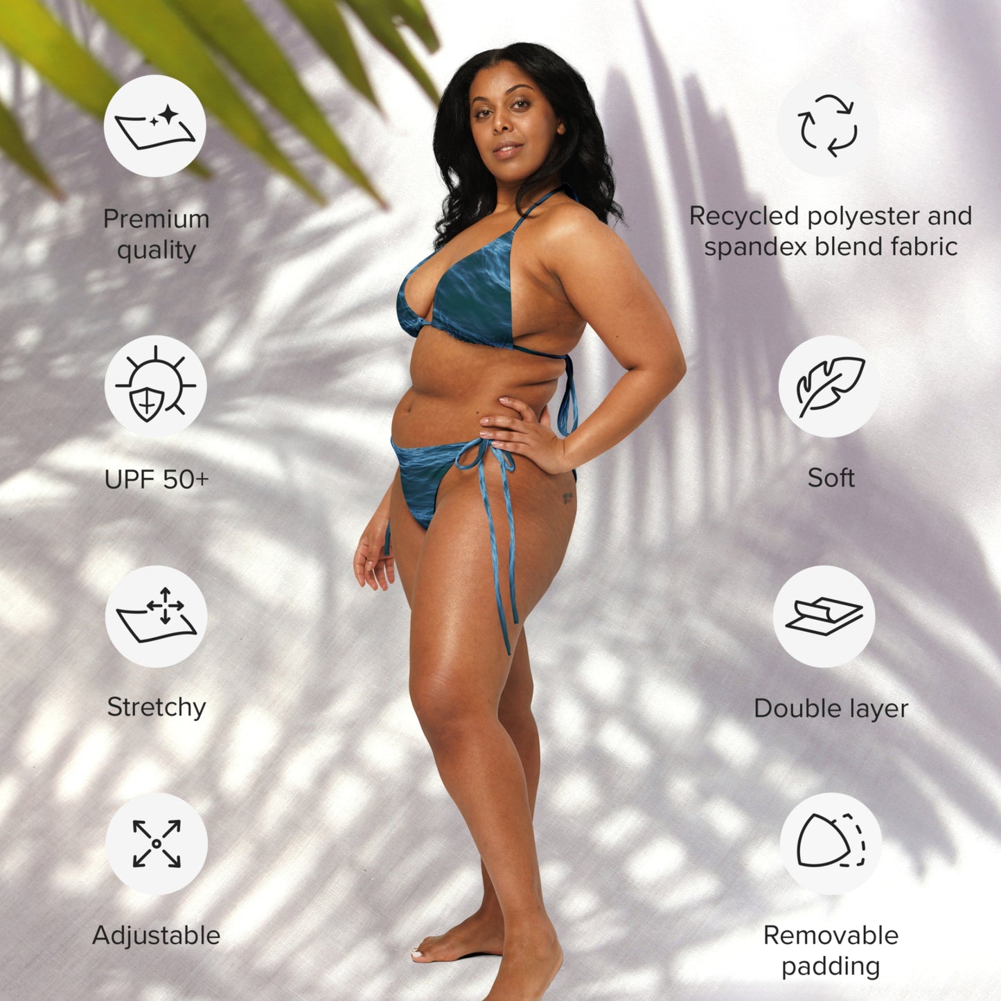 Recycled String Bikini Set: Texture of the Tide