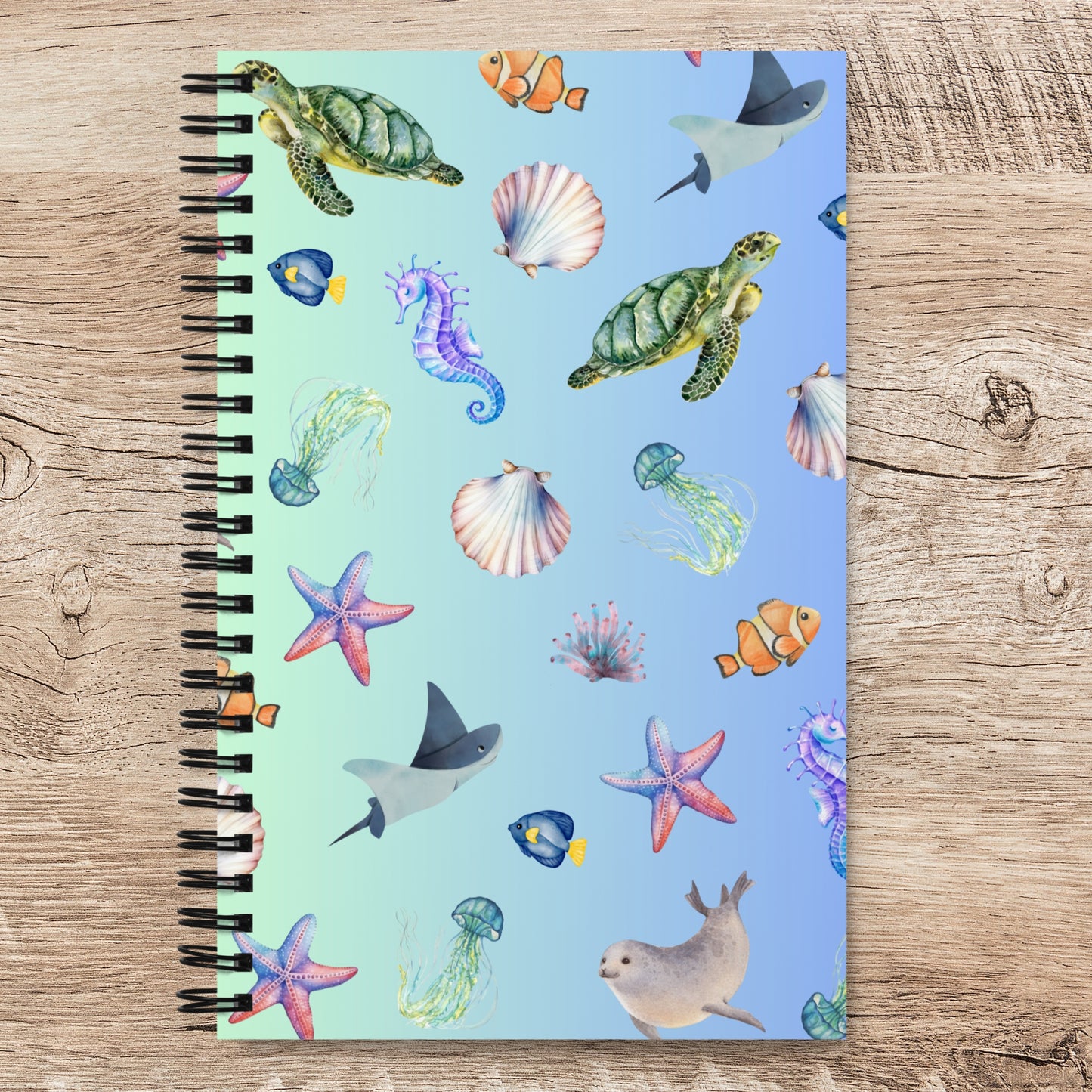 Spiral Notebook: Pelagic Pals in Mermaid Fade