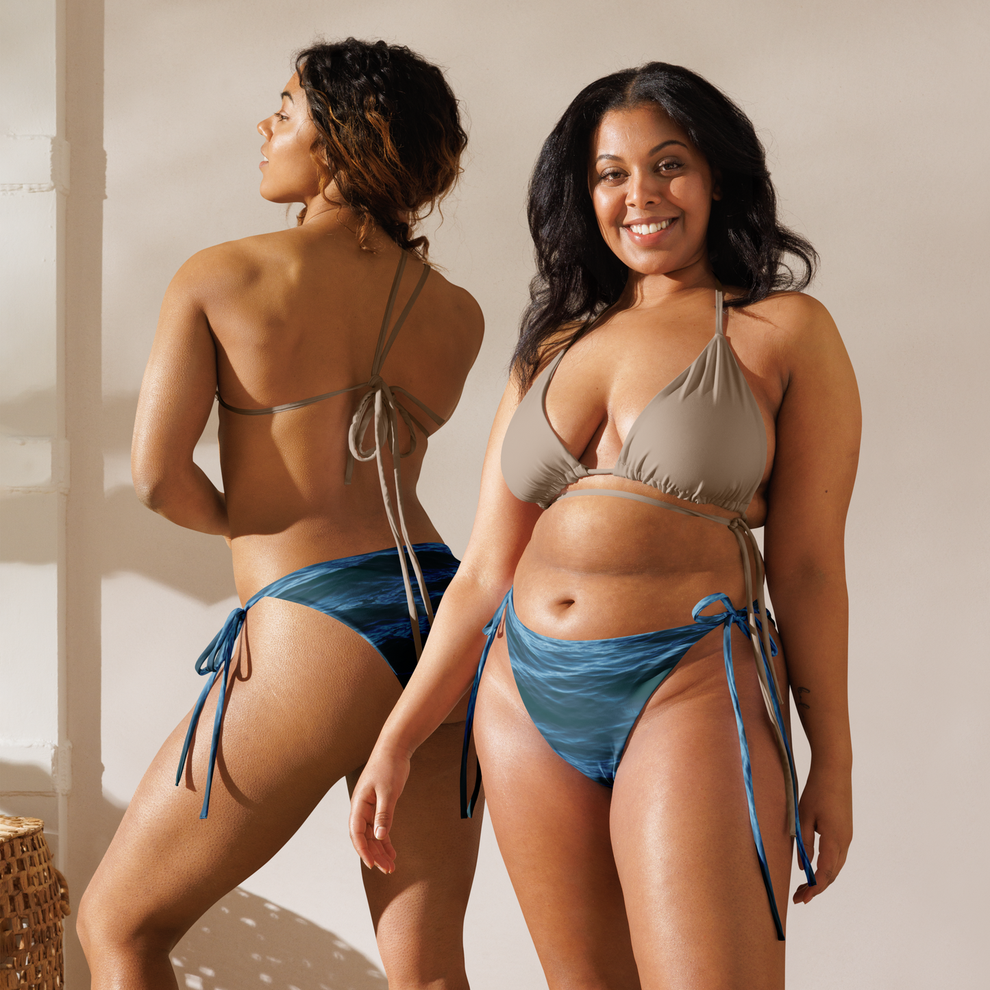 Recycled String Bikini Bottom: Texture of the Tide