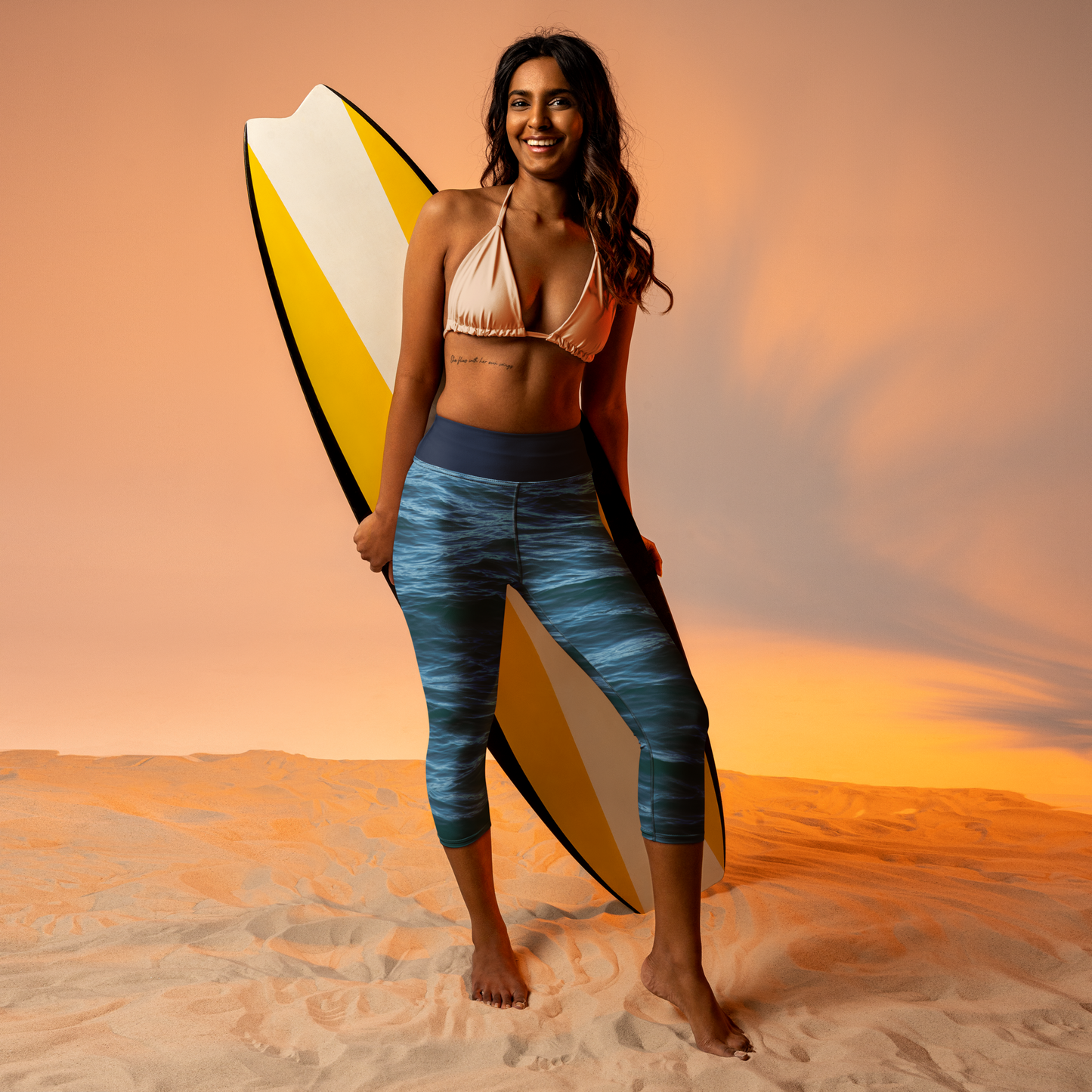 Yoga Capri Leggings: Texture of the Tide
