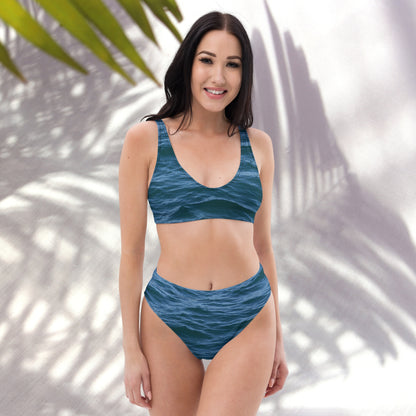 Recycled High-Waisted Bikini: Texture of the Tide