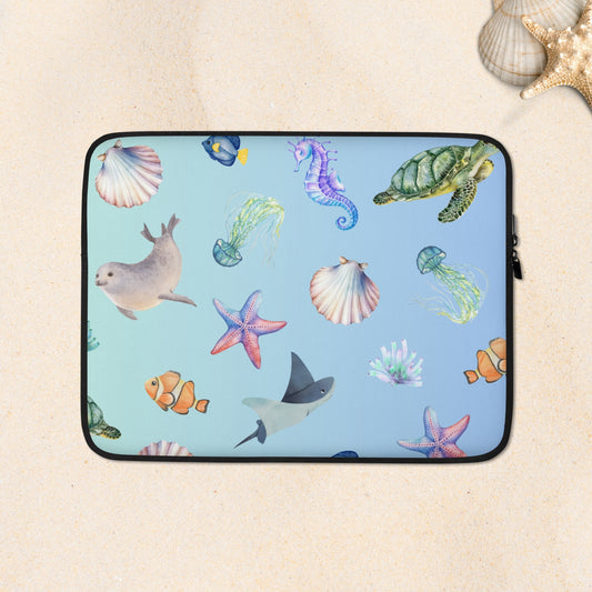 Laptop Sleeve: Pelagic Pals in Mermaid Fade