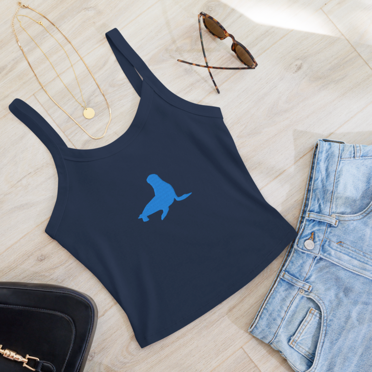 Embroidered Sea Lion Crop Tank