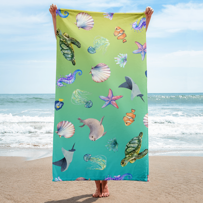 Coastal Comfort Towel: Pelagic Pals in Ocean Pop
