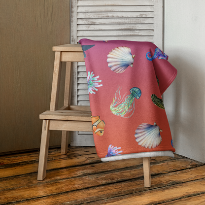 Coastal Comfort Towel: Pelagic Pals in Electric Eel