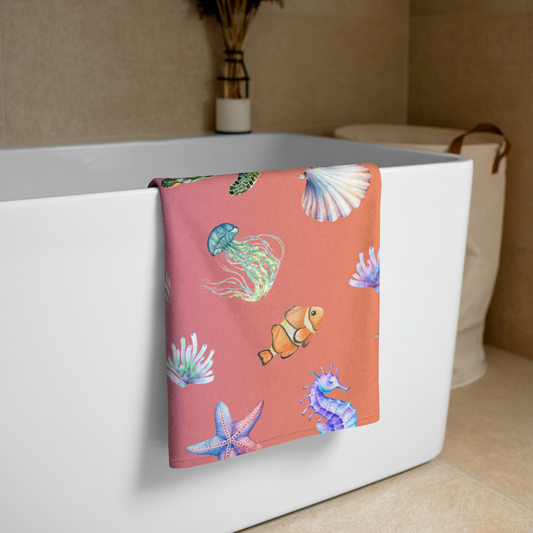 Coastal Comfort Towel: Pelagic Pals in Electric Eel