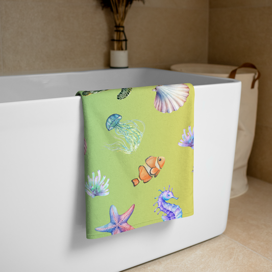 Coastal Comfort Towel: Pelagic Pals in Ocean Pop